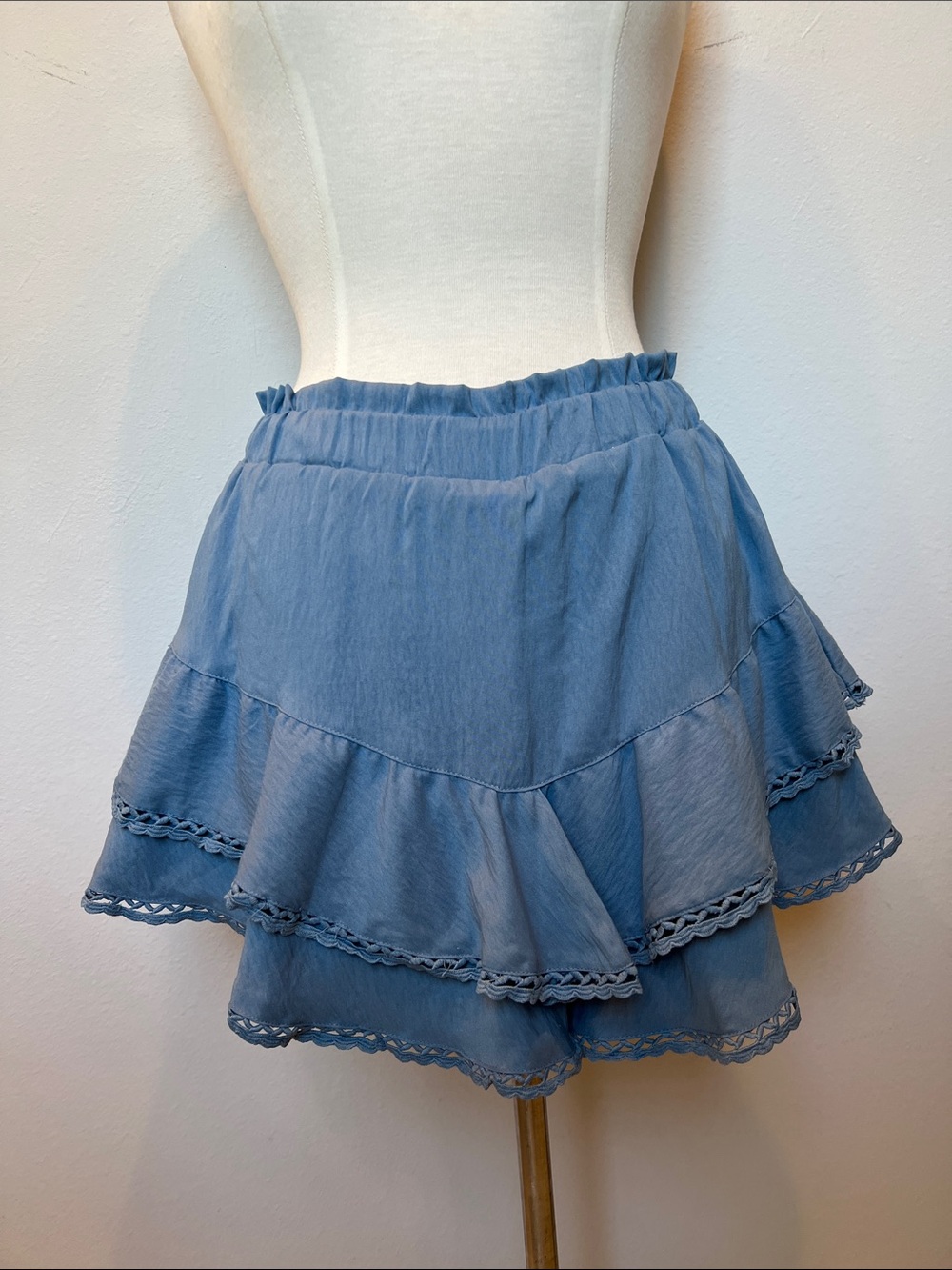 Light Blue Tiered Ruffle Skort